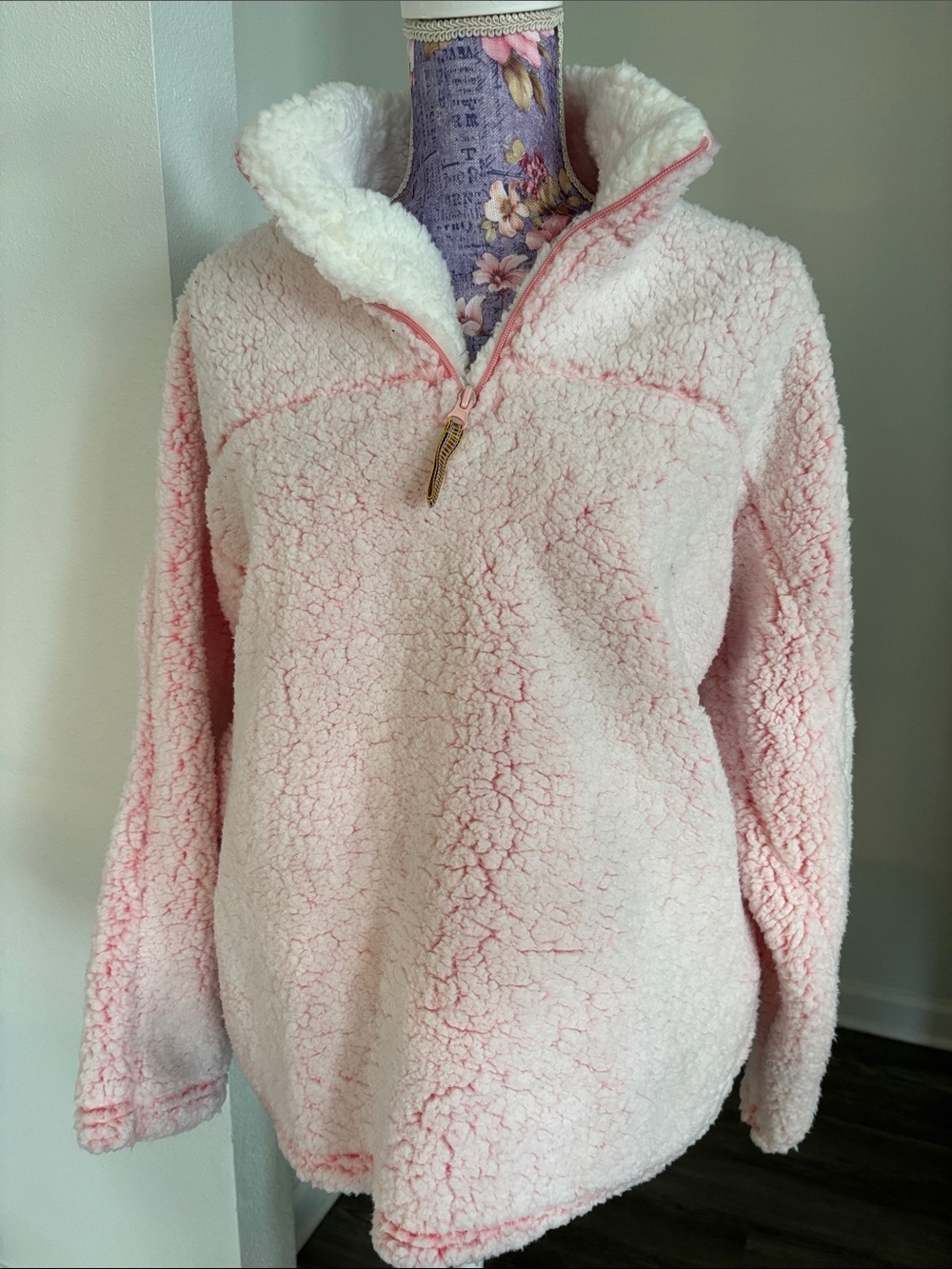 Blue star clothing company Cozy Sherpa Quarter-Zip Pullover Jacket - Light Pink